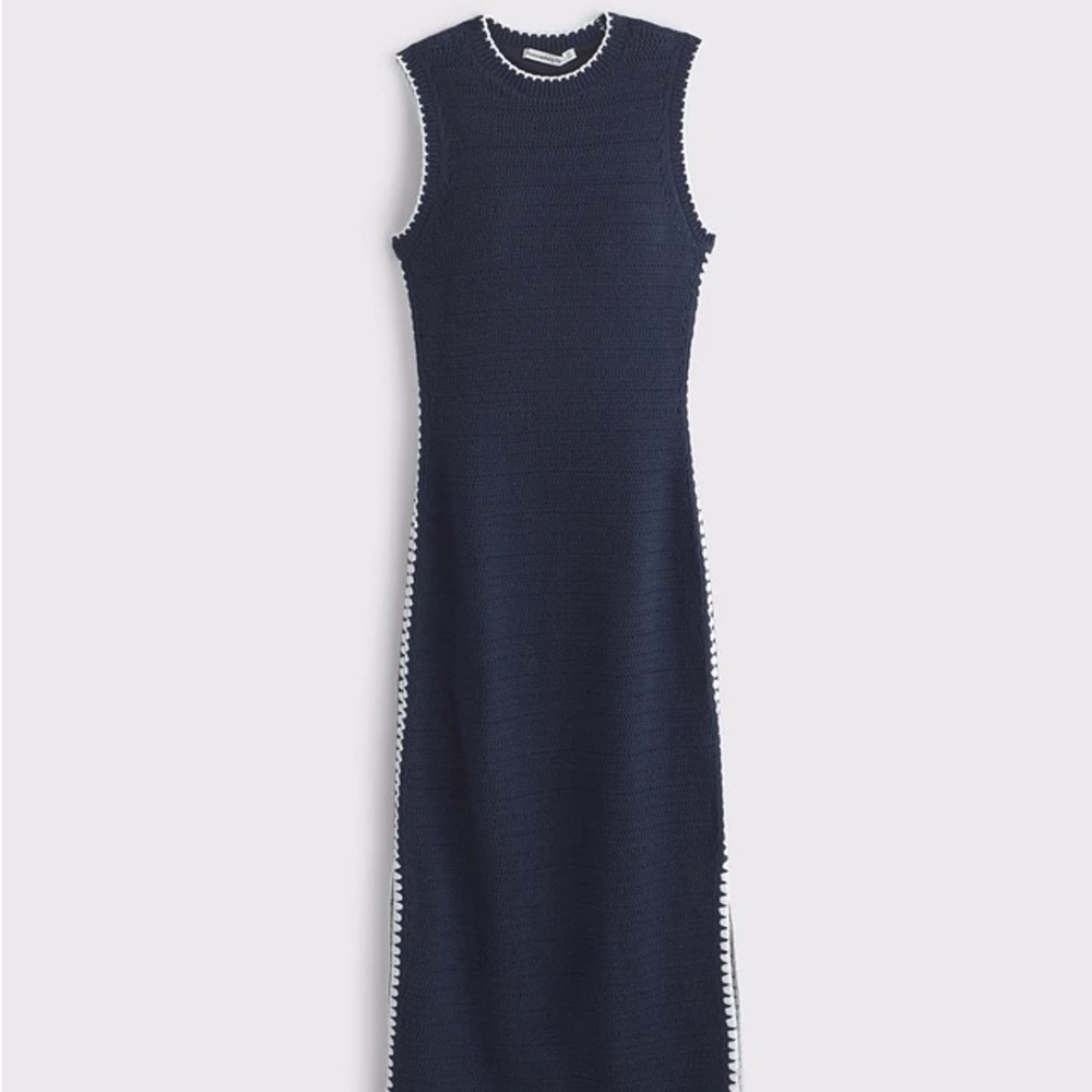 Abercrombie & Fitch Navy Blue Sleeveless Crochet Dress
